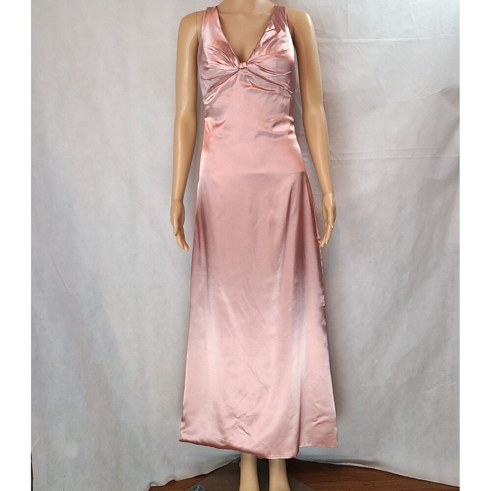 New Special Occasion (2) Dusty Pink Satin Halter with Twisted Front Maxi Dress